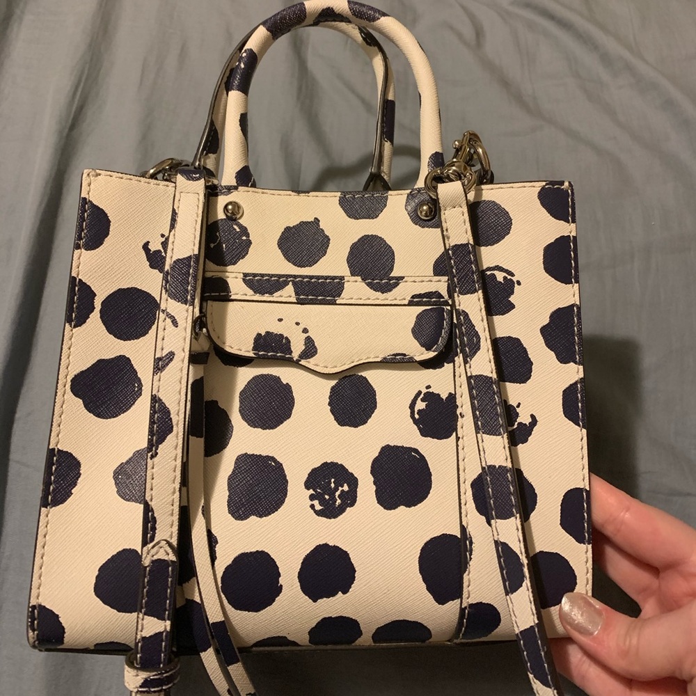 Rebecca Minkoff mini mab crossbody white black dot